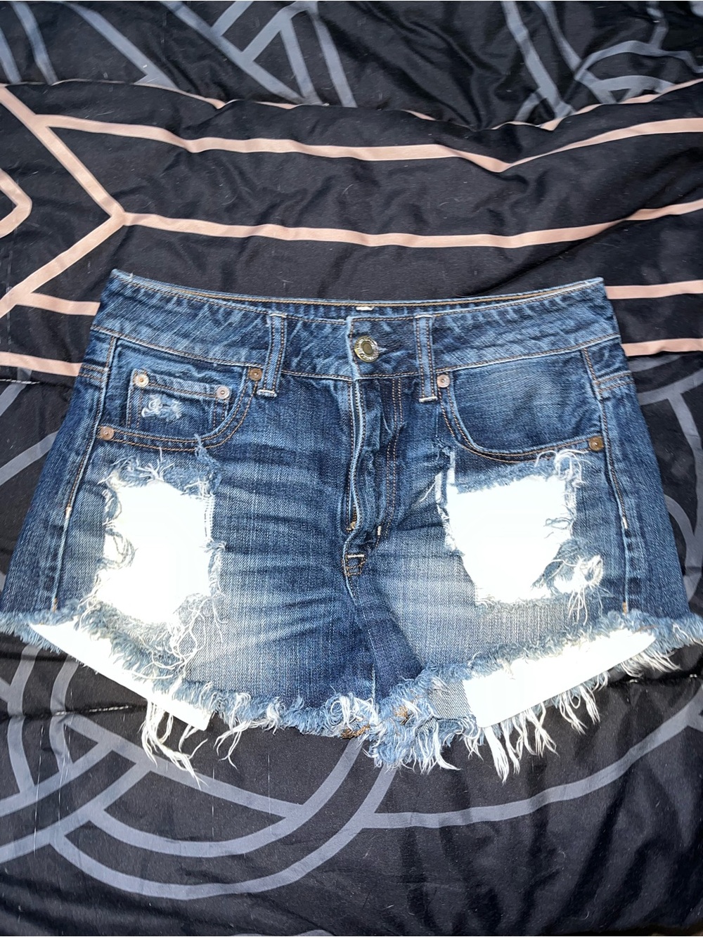 American Eagle Outfitters Distressed Blue Denim Cutoff Shorts